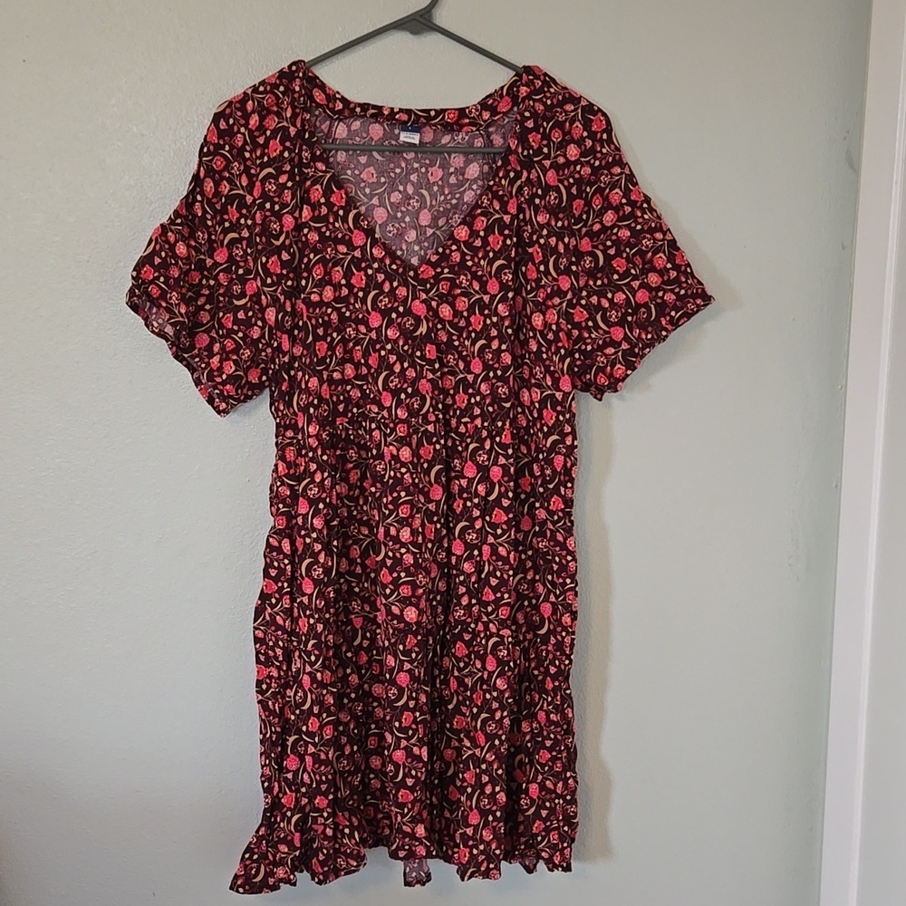 Old Navy | Pink And Burgundy High Waisted Dress Size Large